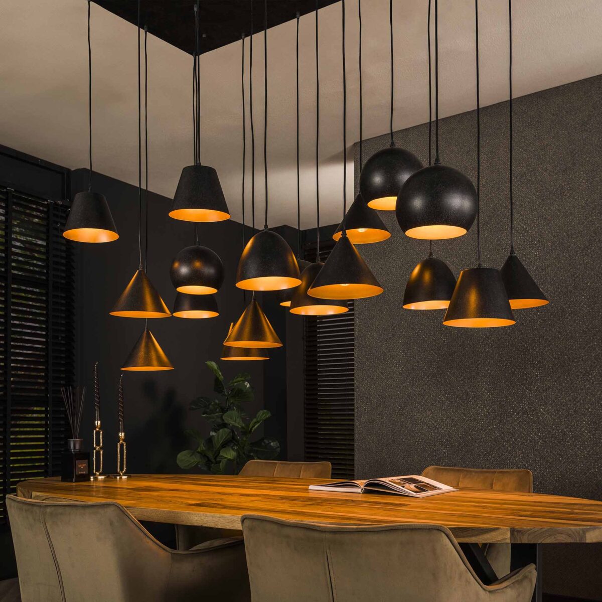 Lampe suspendue 18L XXL metalen kap / Arctic Noir – Image 1