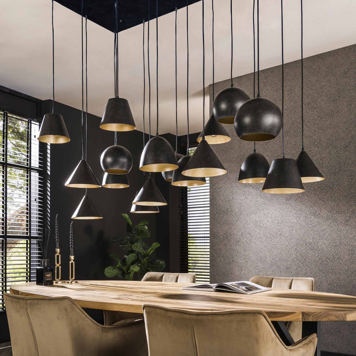 Lampe suspendue 18L XXL metalen kap / Arctic Noir – Image 2