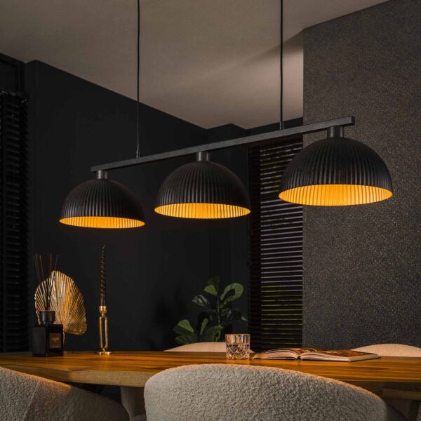 Lampe suspendue 3L halfronde kap-ribbel / Arctic Noir