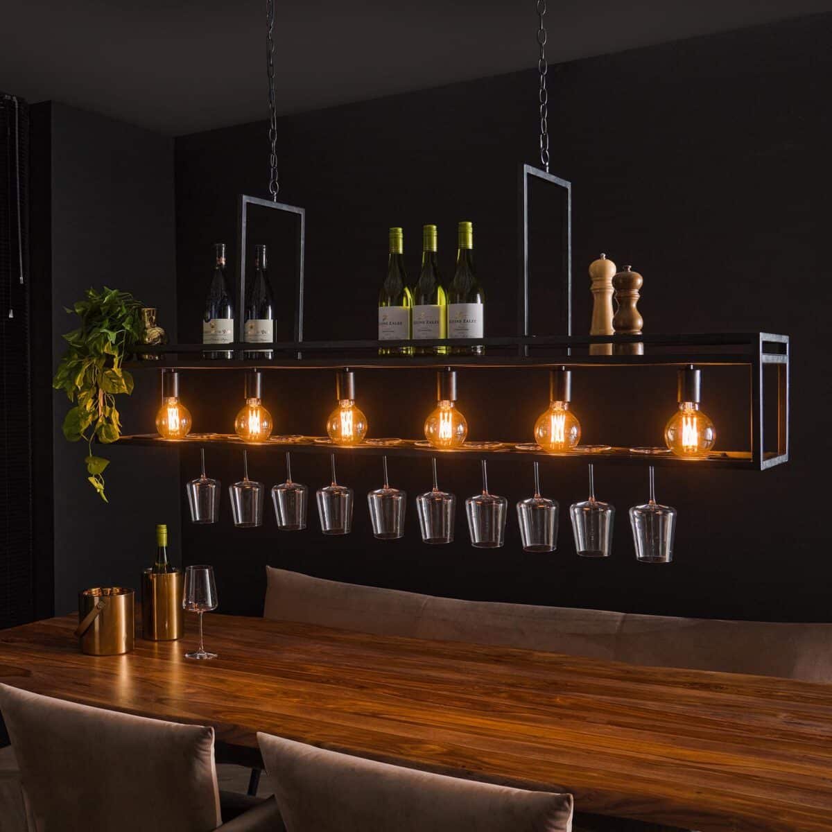 Lampe suspendue 6L decorate / Charbon de bois – Image 1