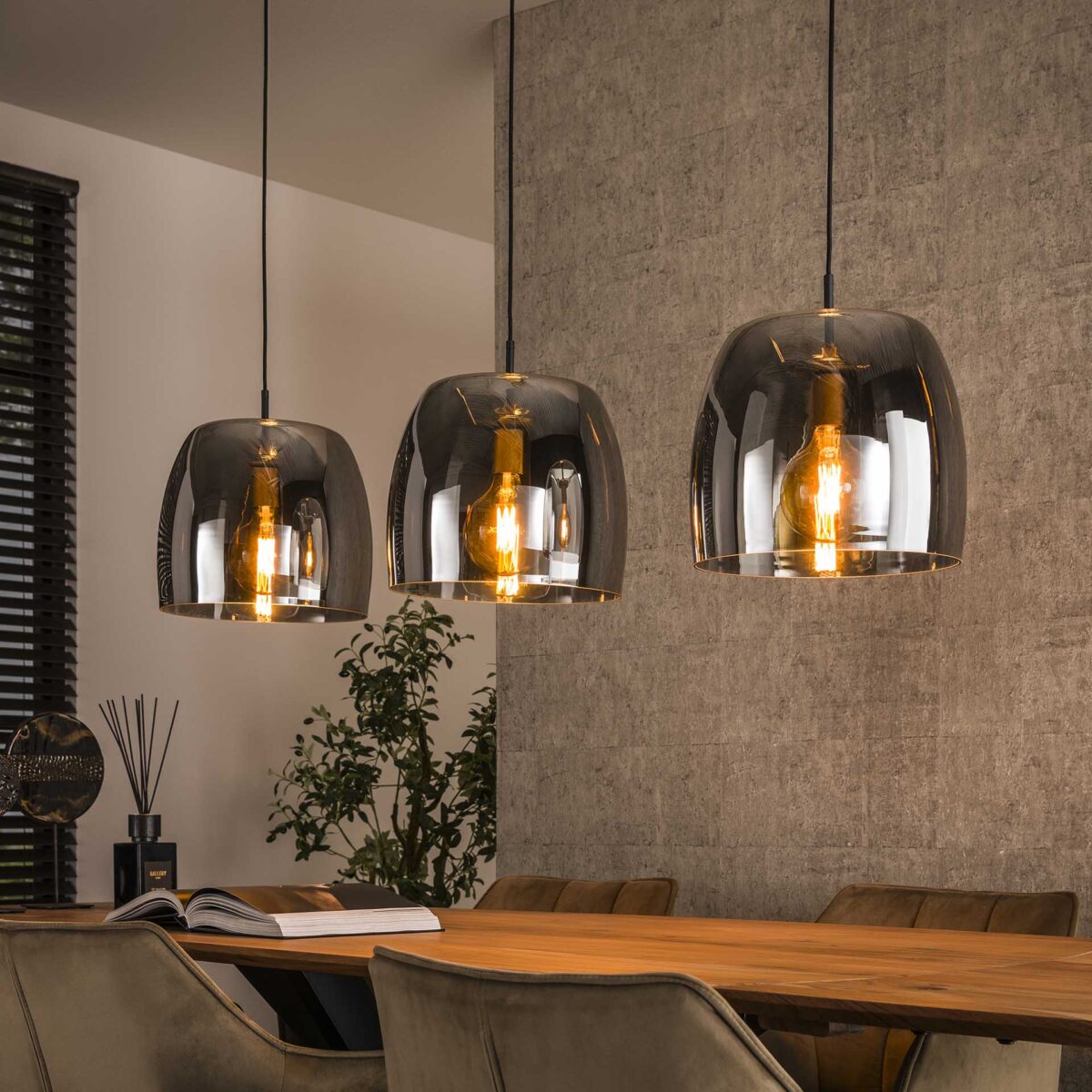 Lampe suspendue 3L drift glass / Verre gris fumé – Image 1