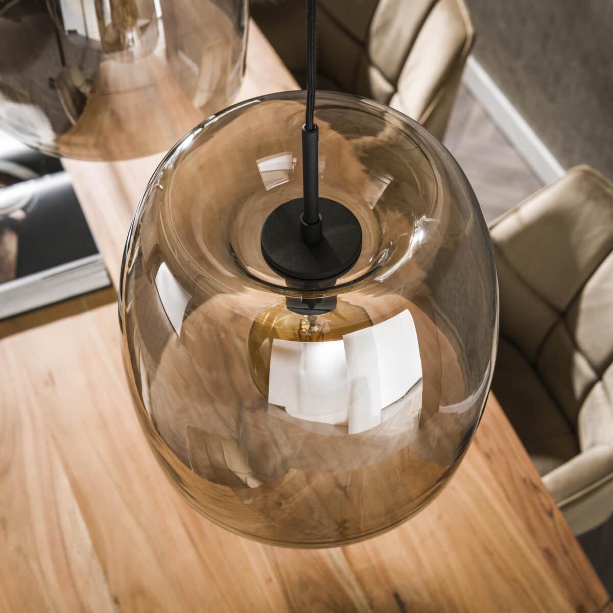 Lampe suspendue 3L drift glass / Verre gris fumé – Image 4