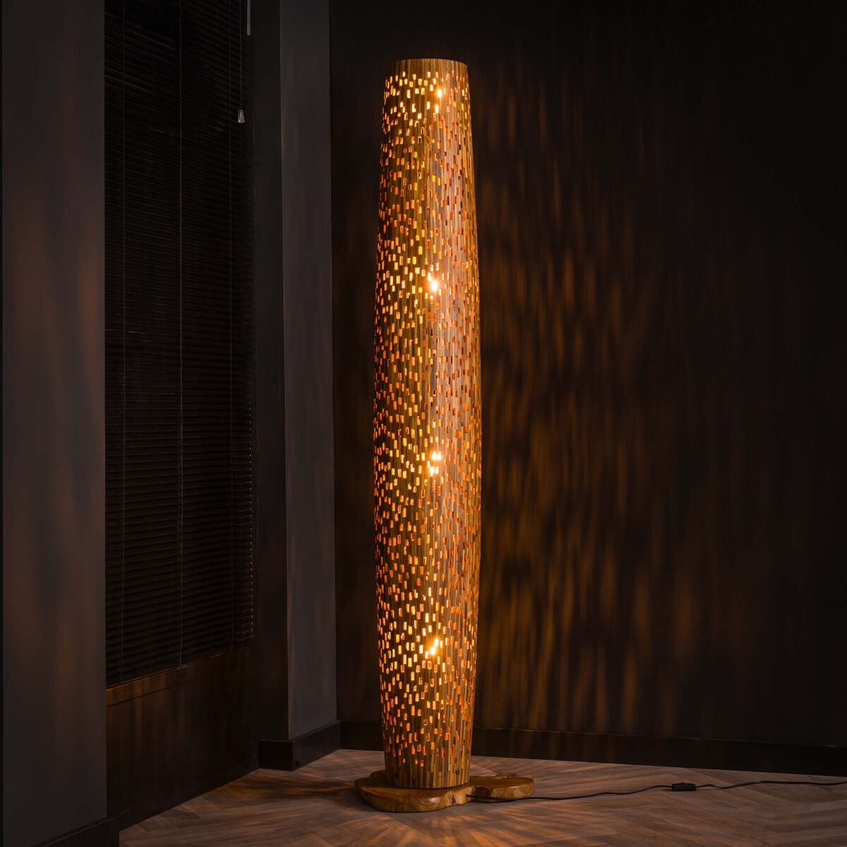 Lampadaire L bars / Teck massif recyclé – Image 1