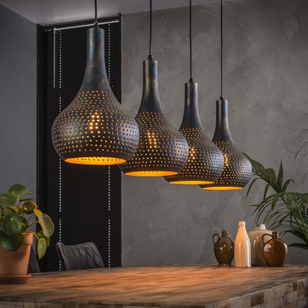Lampe suspendue 4L punch kegel / Black Brun