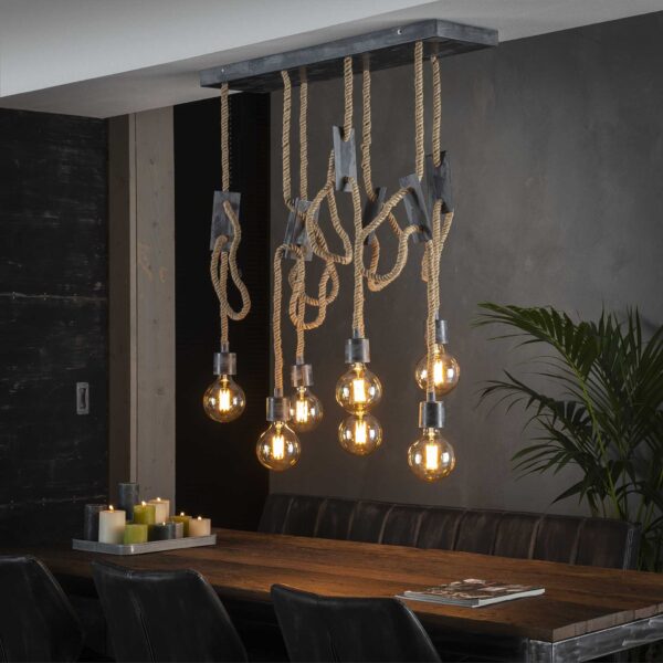 Lampe suspendue 7L touw 3+4 / Gris