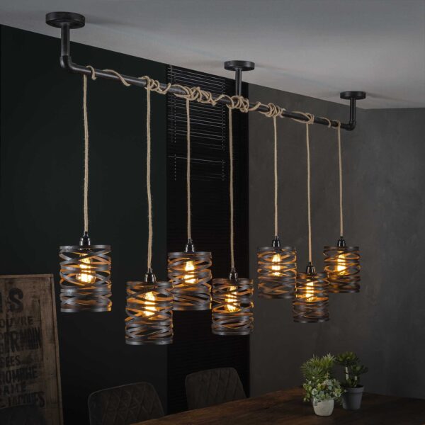 Lampe suspendue 7L twist wikkel XL / Gris ardoise