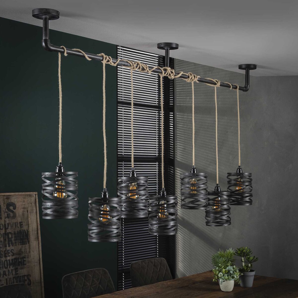Lampe suspendue 7L twist wikkel XL / Gris ardoise – Image 2