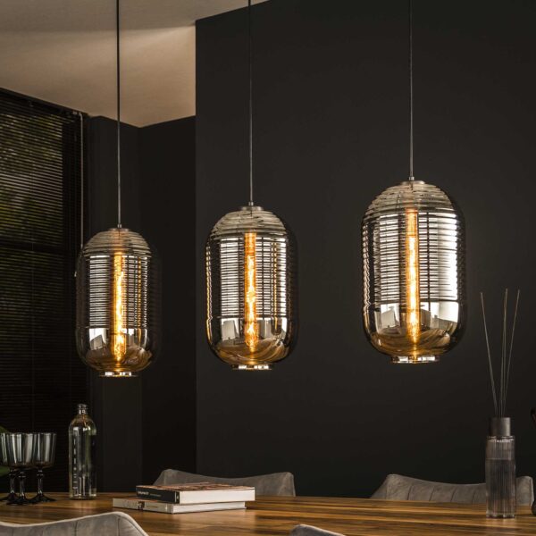Lampe suspendue 3L tub chromed glass