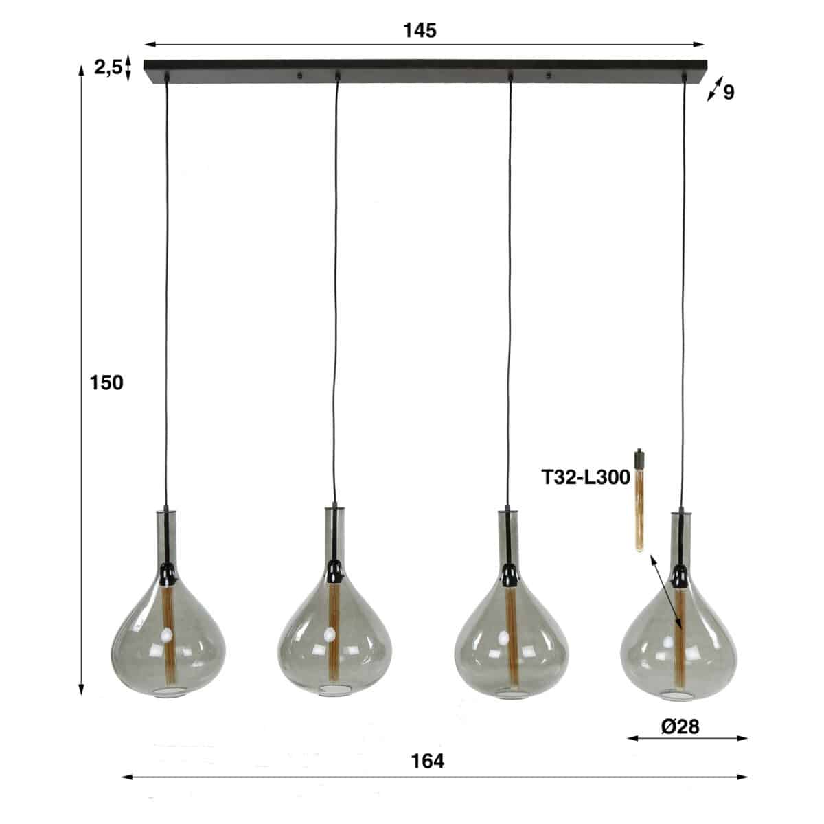 Lampe suspendue 4L drop smoke glass / Arctic Noir – Image 5