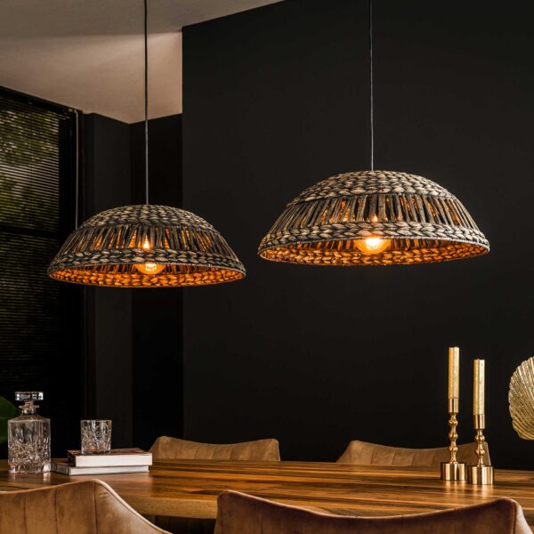 Lampe suspendue 2x dome waterhyacint / Nickel noir
