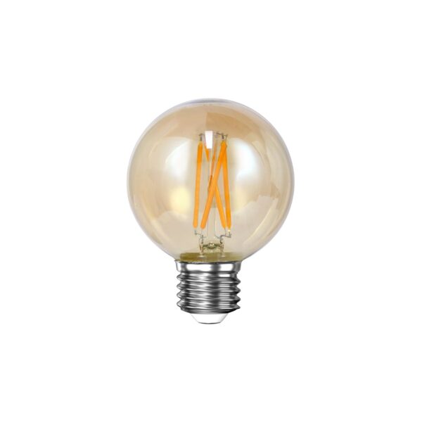 LED [G60] filament bulb Ø6 – E27 6W dimmable / Verre de couleur ambre