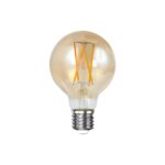 LED [G70] filament bulb Ø7 – E27 6W dimmable / Verre de couleur ambre