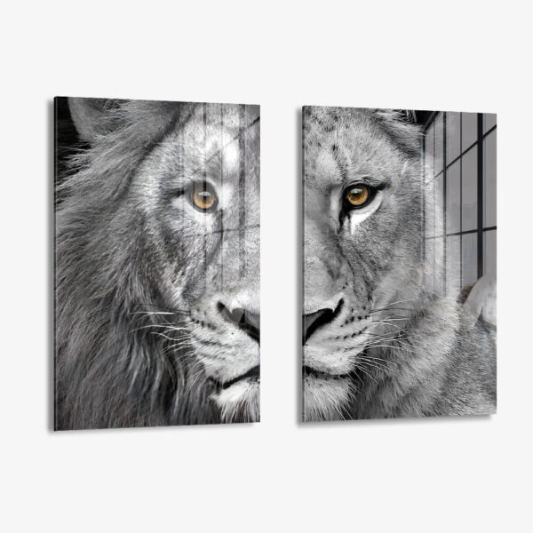 Lot: "Lion & Lioness" (2x) – Verre
