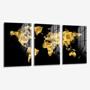 Lot: "Golden World Map" (3x) – Verre