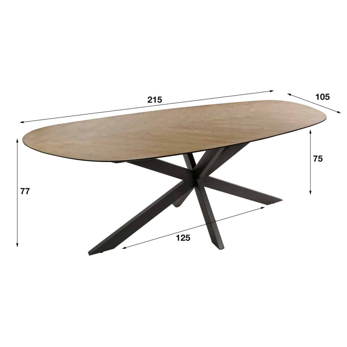 Table à manger 215 organisch / Placage de teck recyclé – Image 6