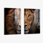Lot: "Lion & Lioness Color II" (2x) – Verre