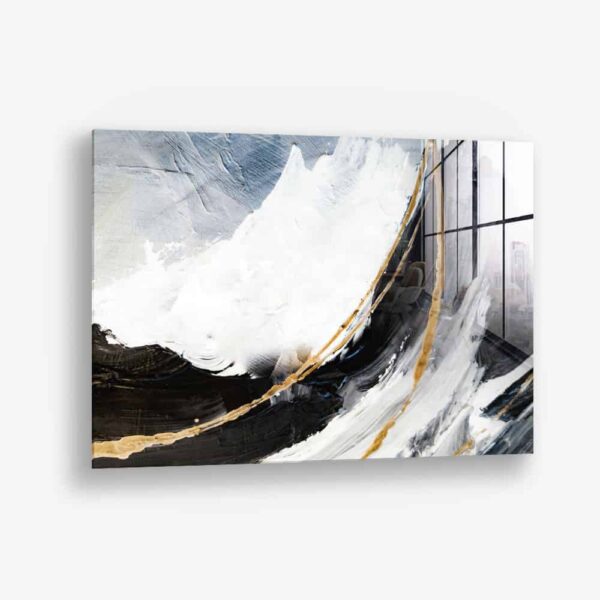 Black,  White & Gold Abstract – Verre