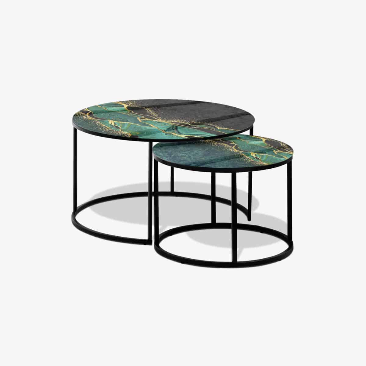 Table basse noire - Green Marble – Image 1