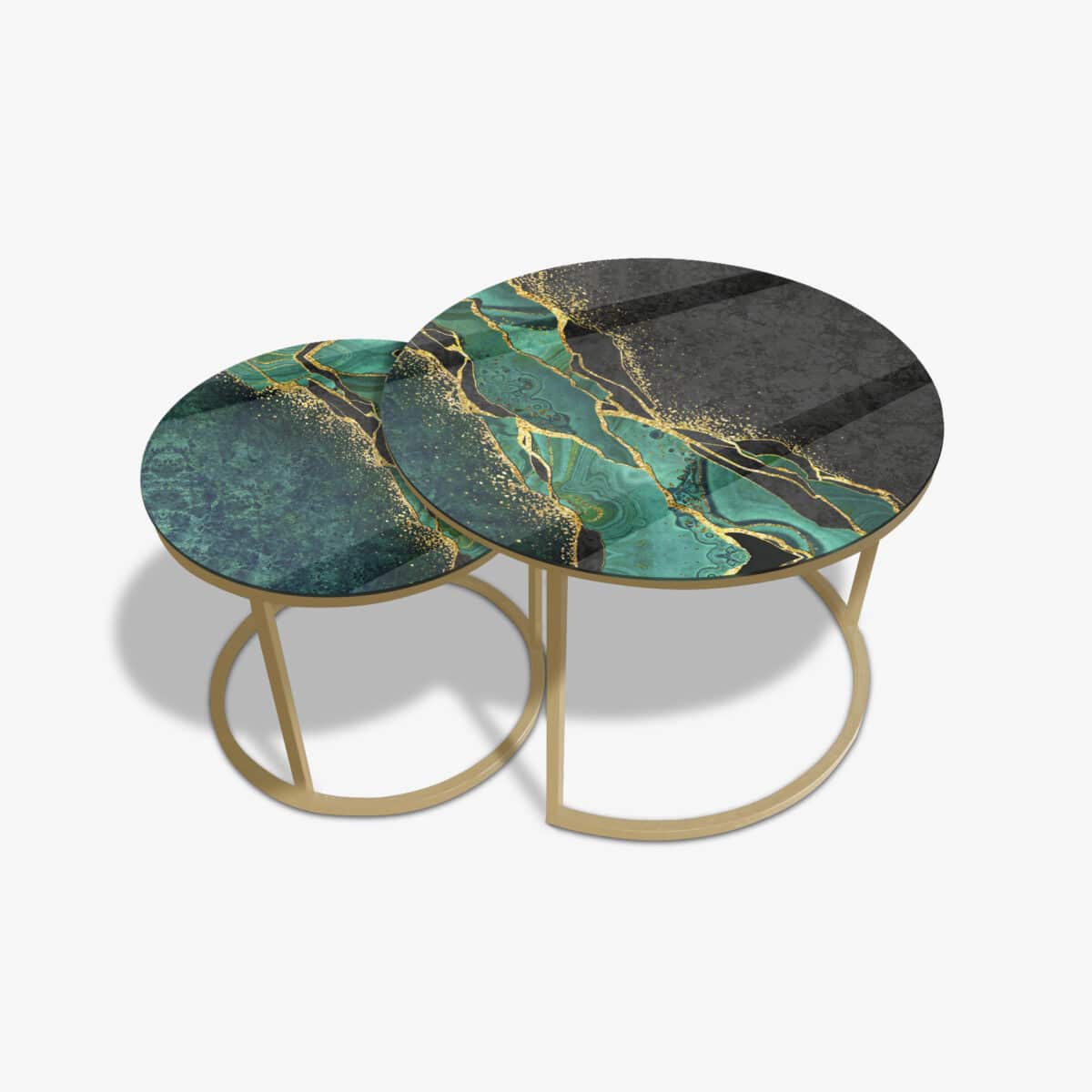 Table basse noire - Green Marble – Image 2