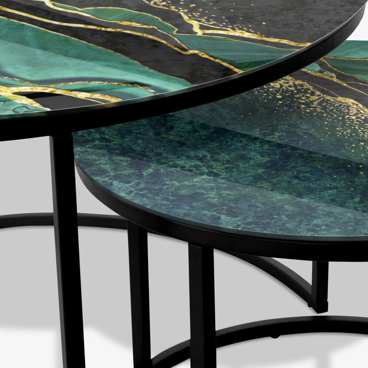 Table basse noire - Green Marble – Image 3