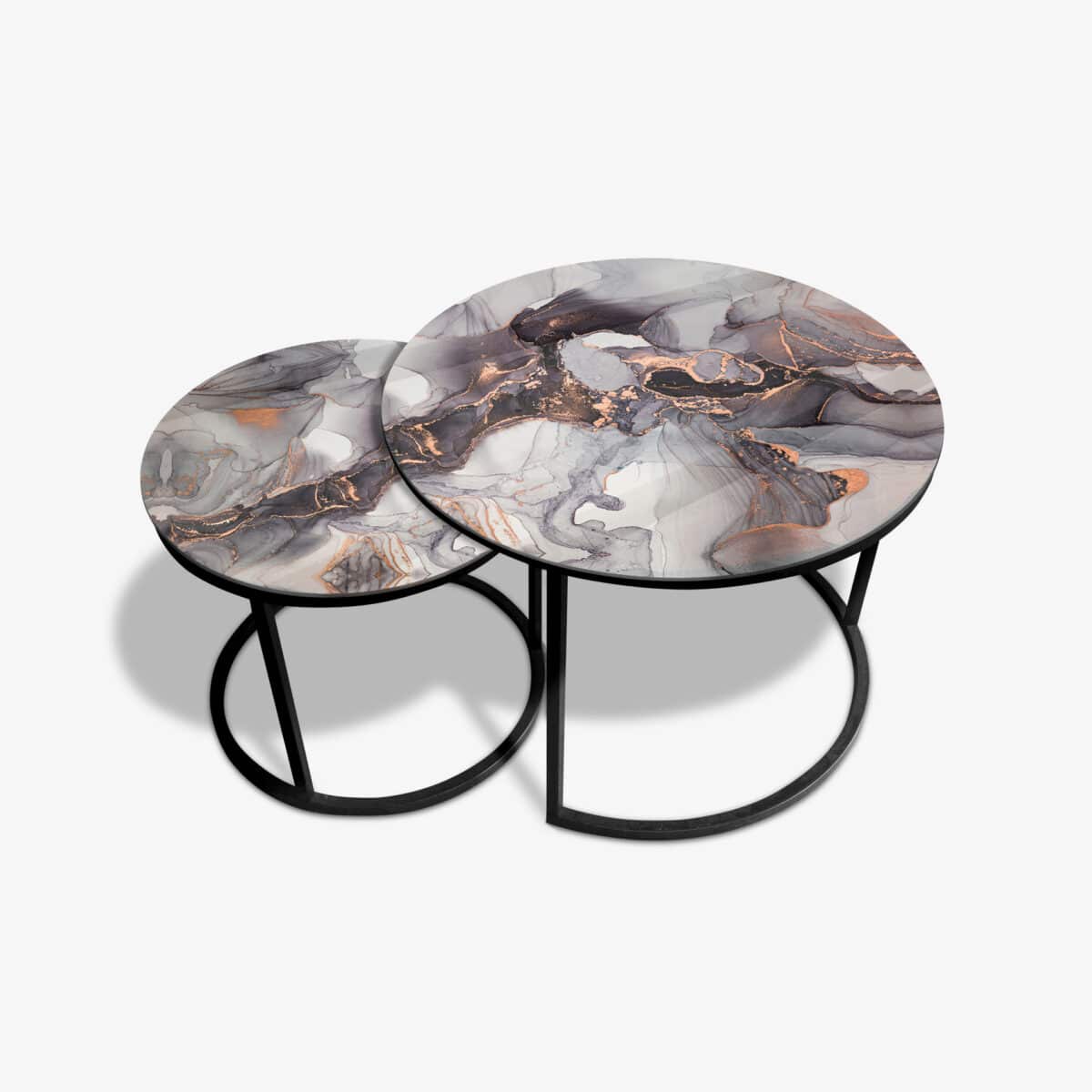 Table basse noire - Grey & Gold Abstract Marble – Image 2