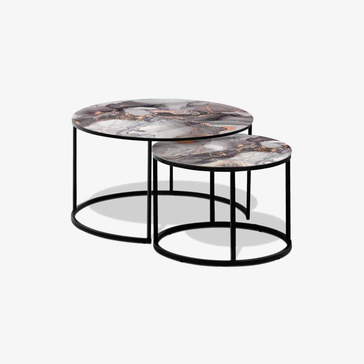 Table basse noire - Grey & Gold Abstract Marble – Image 1