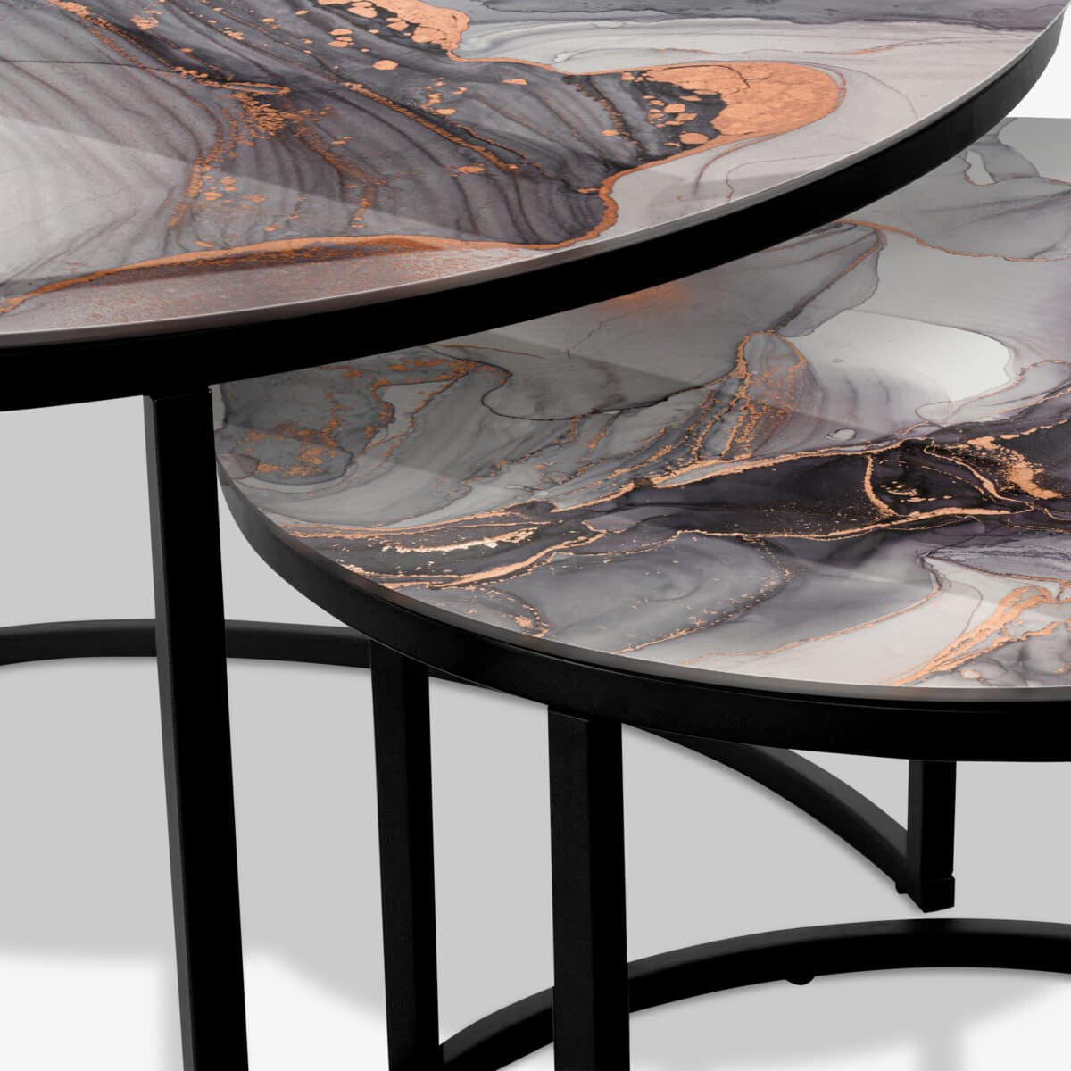 Table basse noire - Grey & Gold Abstract Marble – Image 3
