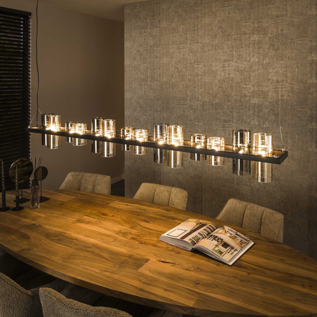 Lampe suspendue 14L cylinder mixed glass – Image 1