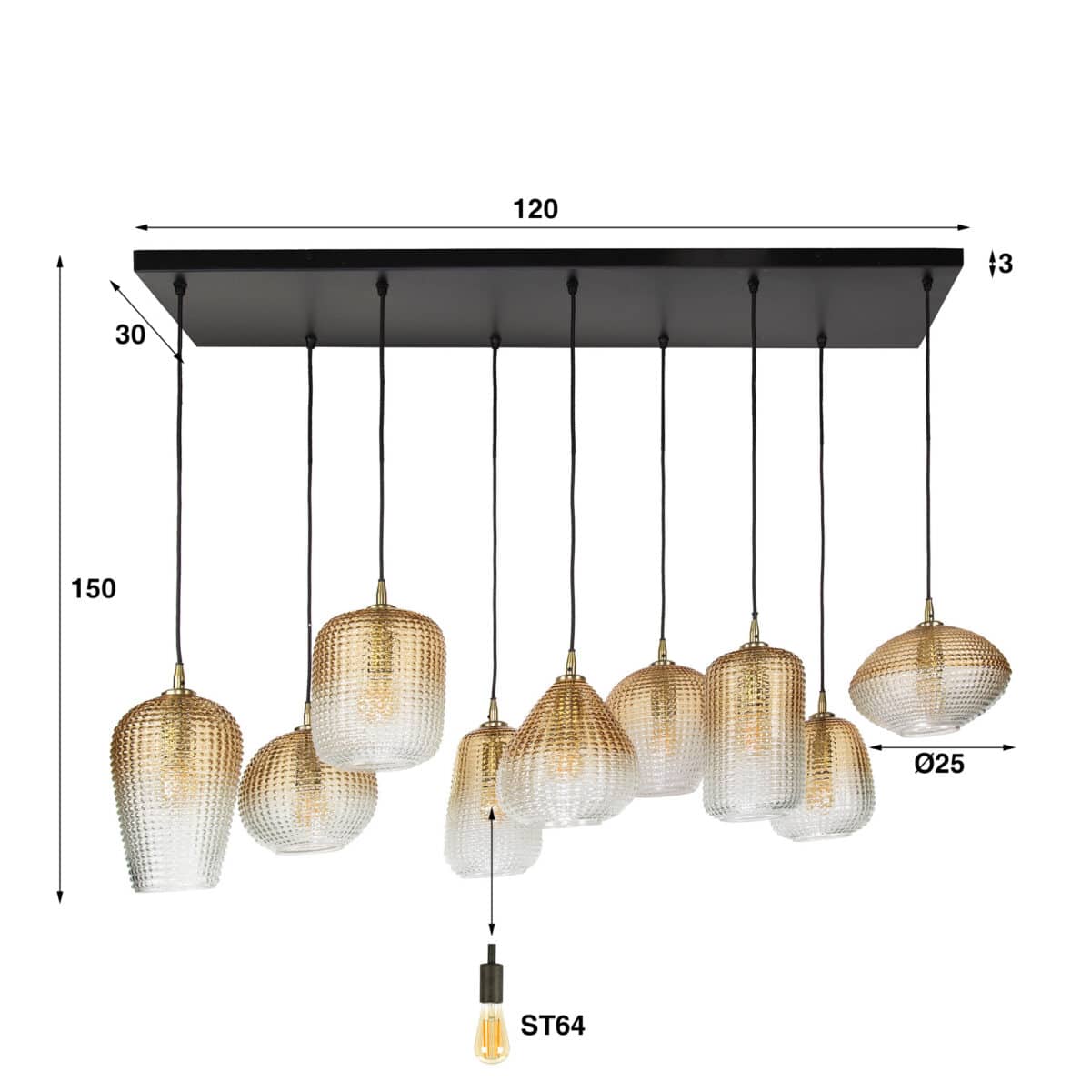 Lampe suspendue 5+4 dot pattern / Verre de couleur ambre – Image 5