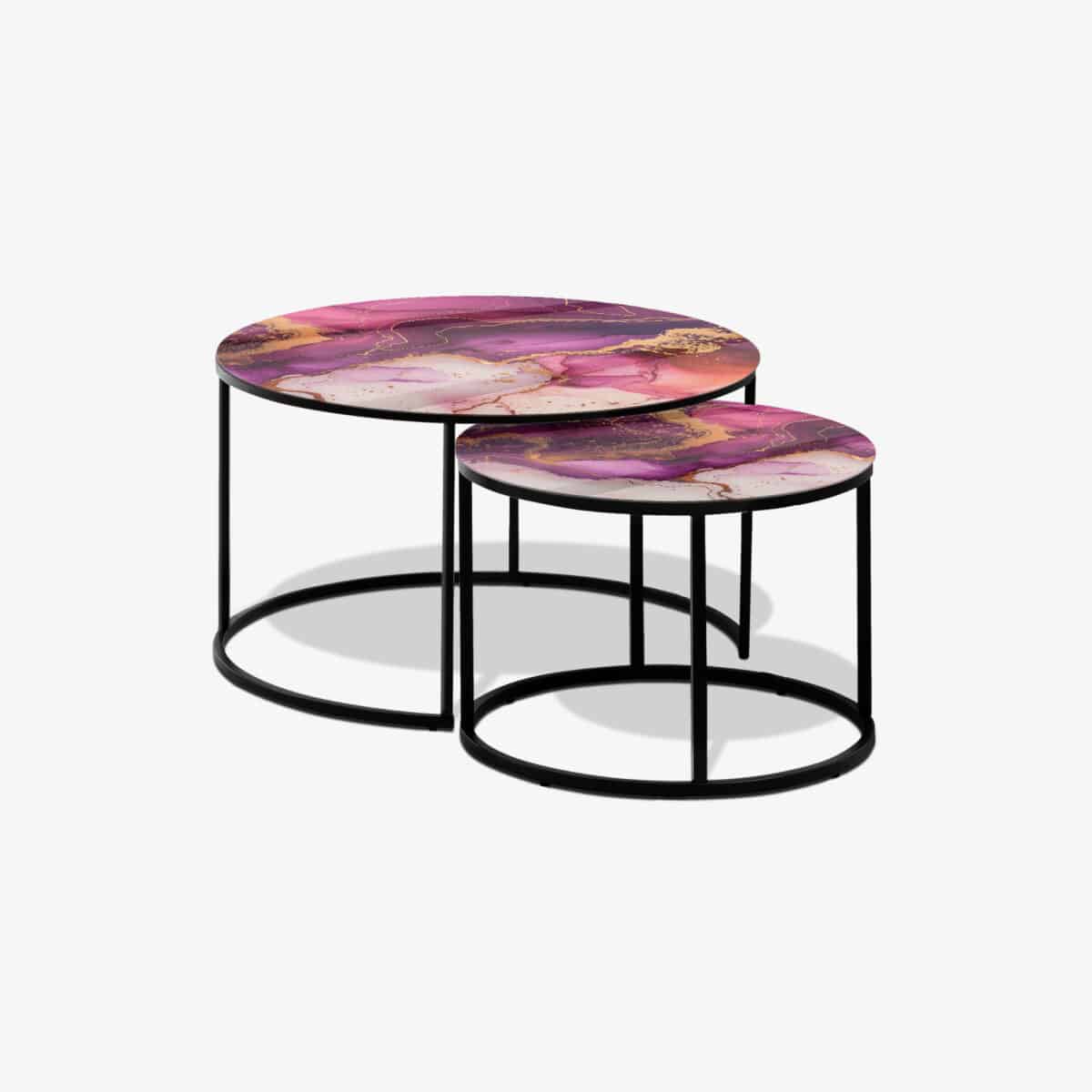 Table basse noire - Purple Marble – Image 1