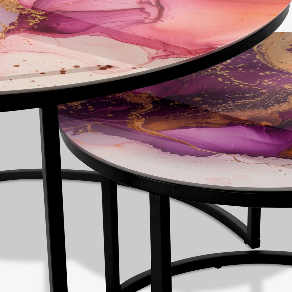 Table basse noire - Purple Marble – Image 3