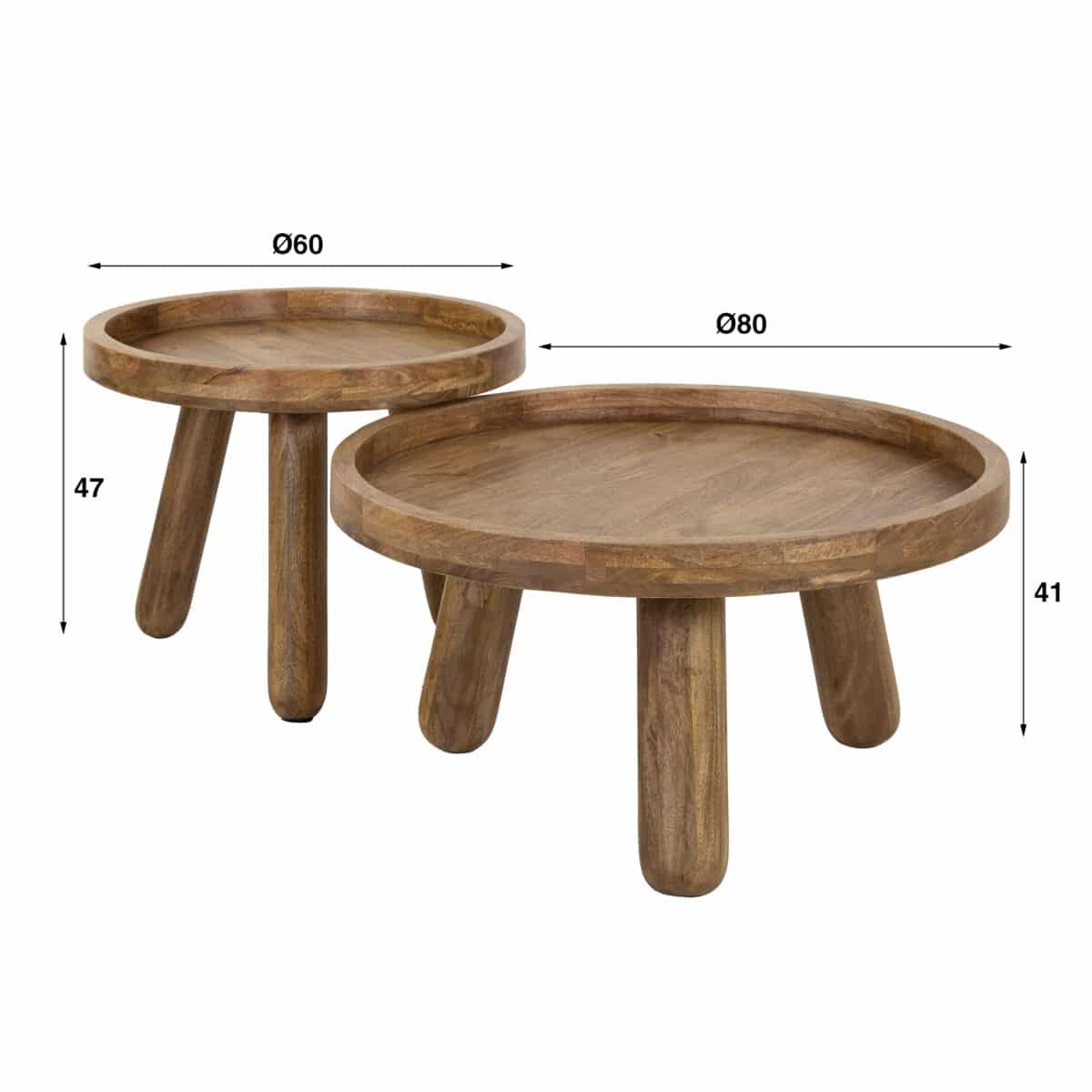 Table basse set/2 tripod / Solid Mango (Sand Color) – Image 5