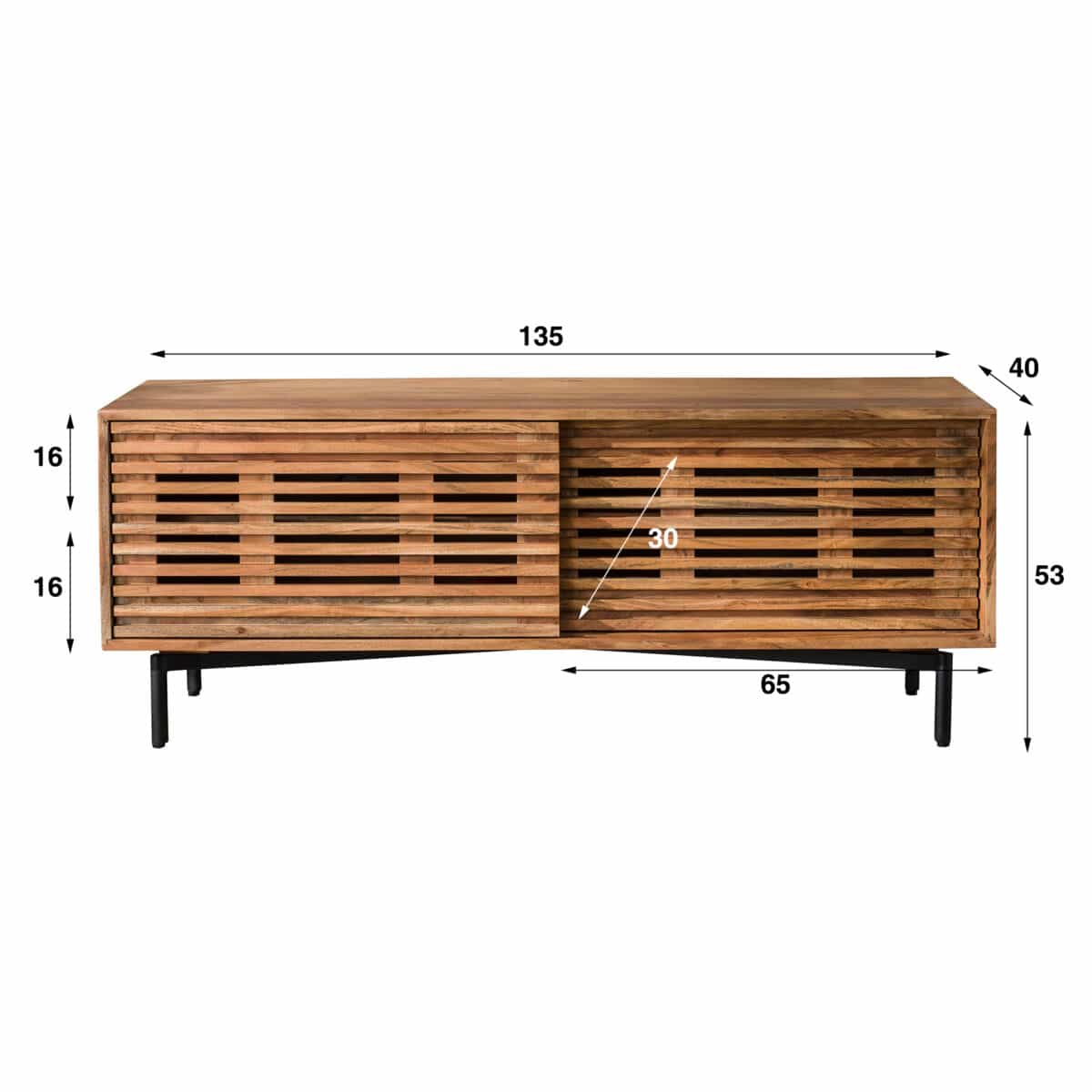 Meuble TV 2 Doors Slide / Acacia naturel massif – Image 4