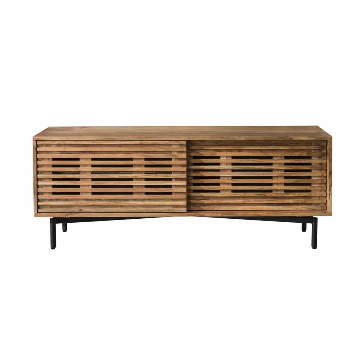 Meuble TV 2 Doors Slide / Acacia naturel massif – Image 3