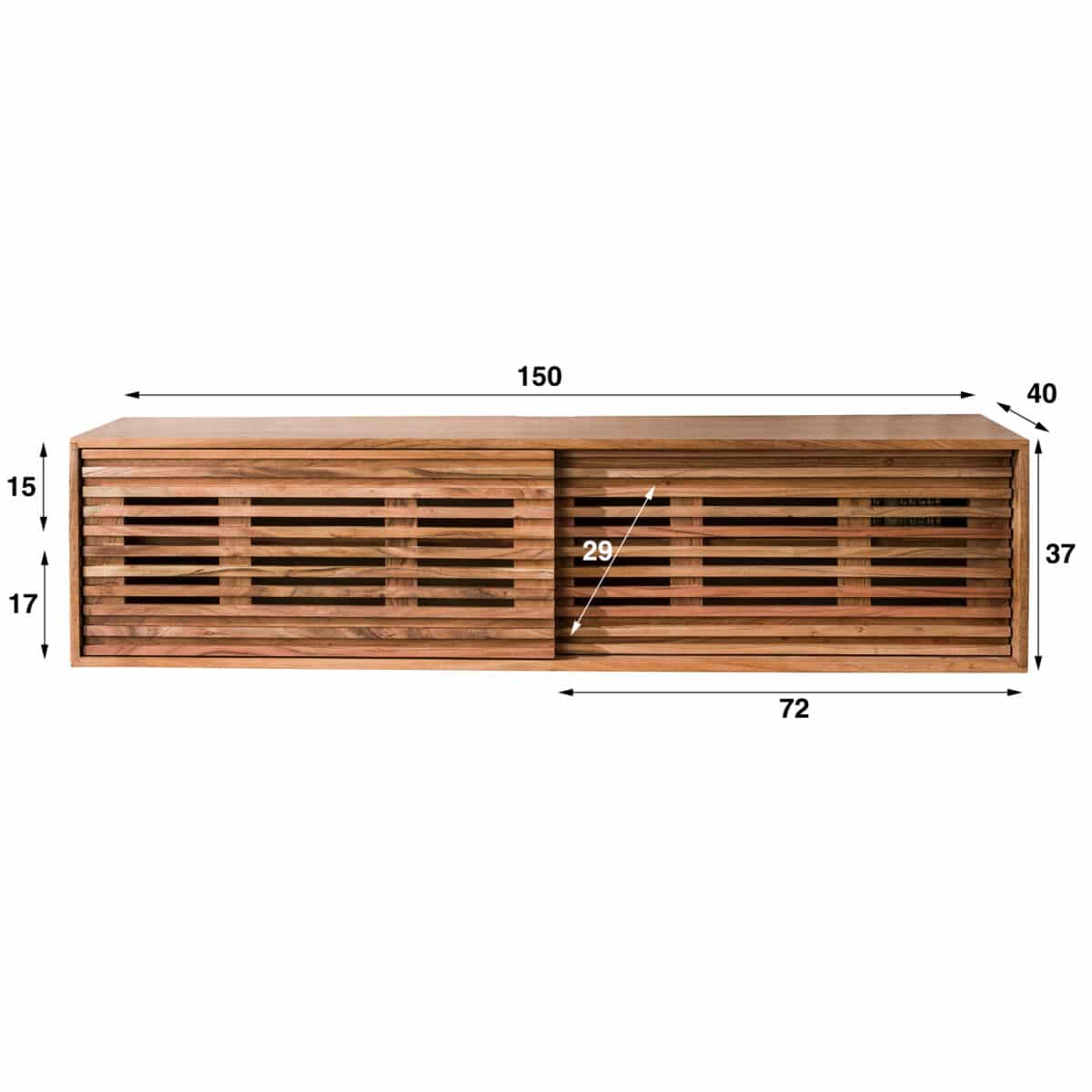 Meuble TV 2 Doors Floating Slide / Acacia naturel massif – Image 5