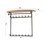 Porte-manteau round 16 haken hoedenplank / Acacia massif – Image 4
