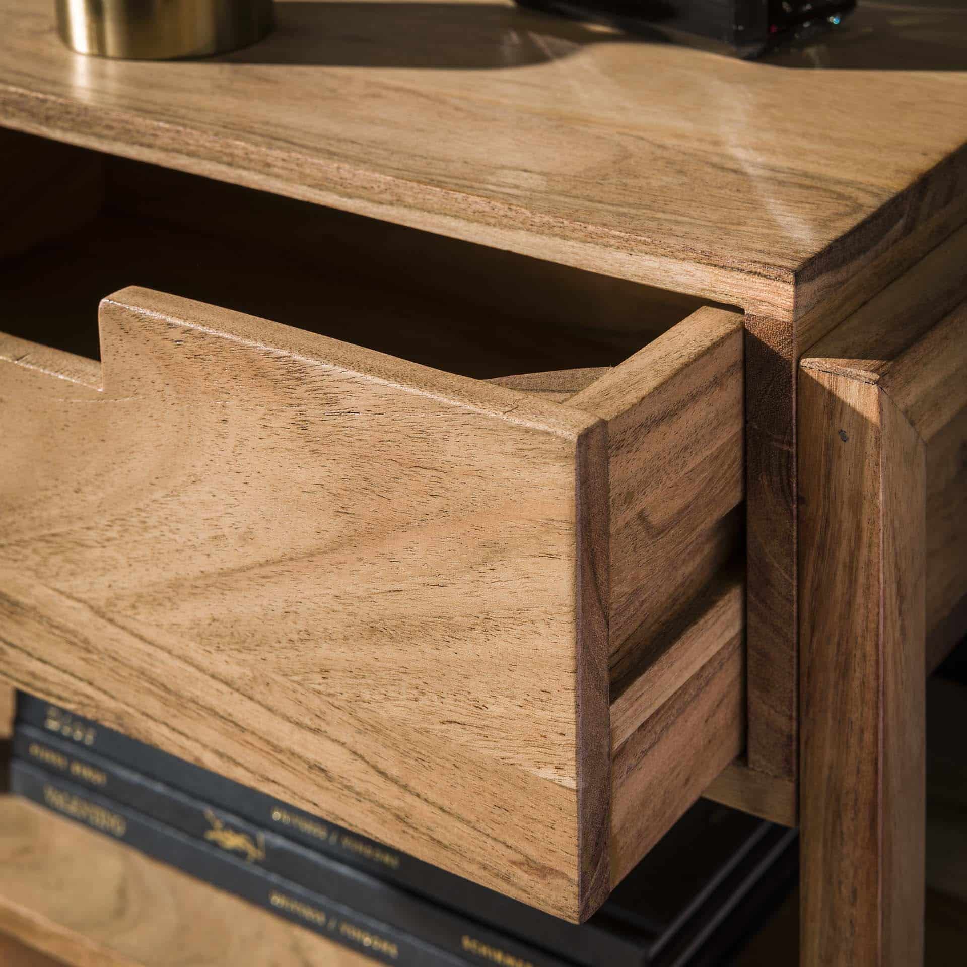 Table de chevet 1L houten frame zwevend / Acacia naturel massif – Image 3