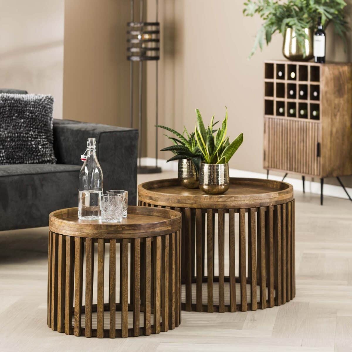Table basse Set tweak Ø65/Ø50 / Solid Mango (Sand Color) – Image 2