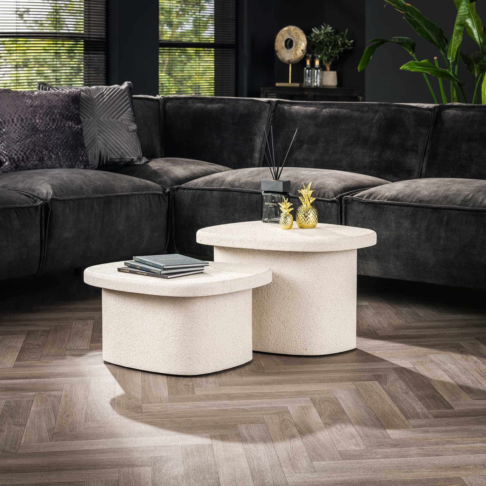 Table basse set/2 stone organic / Composite de marbre – Image 3