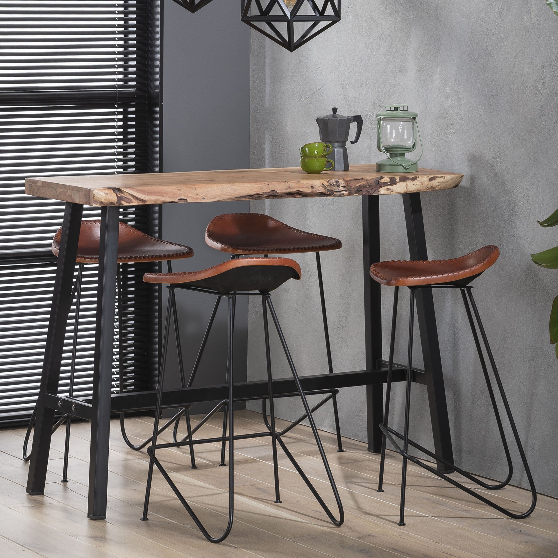 Tabouret de bar in vintage leather. PU: 4 / Brun – Image 2