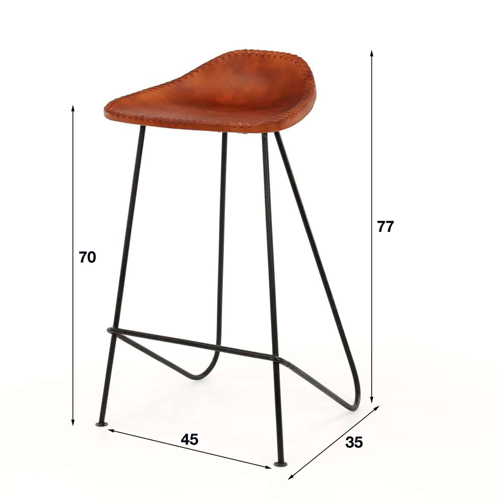 Tabouret de bar in vintage leather. PU: 4 / Brun – Image 3
