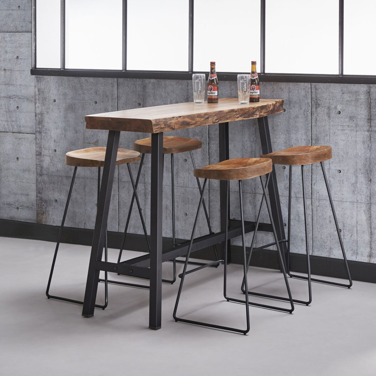 Tabouret de bar wooden seat. PU: 4 / Acacia naturel massif – Image 2