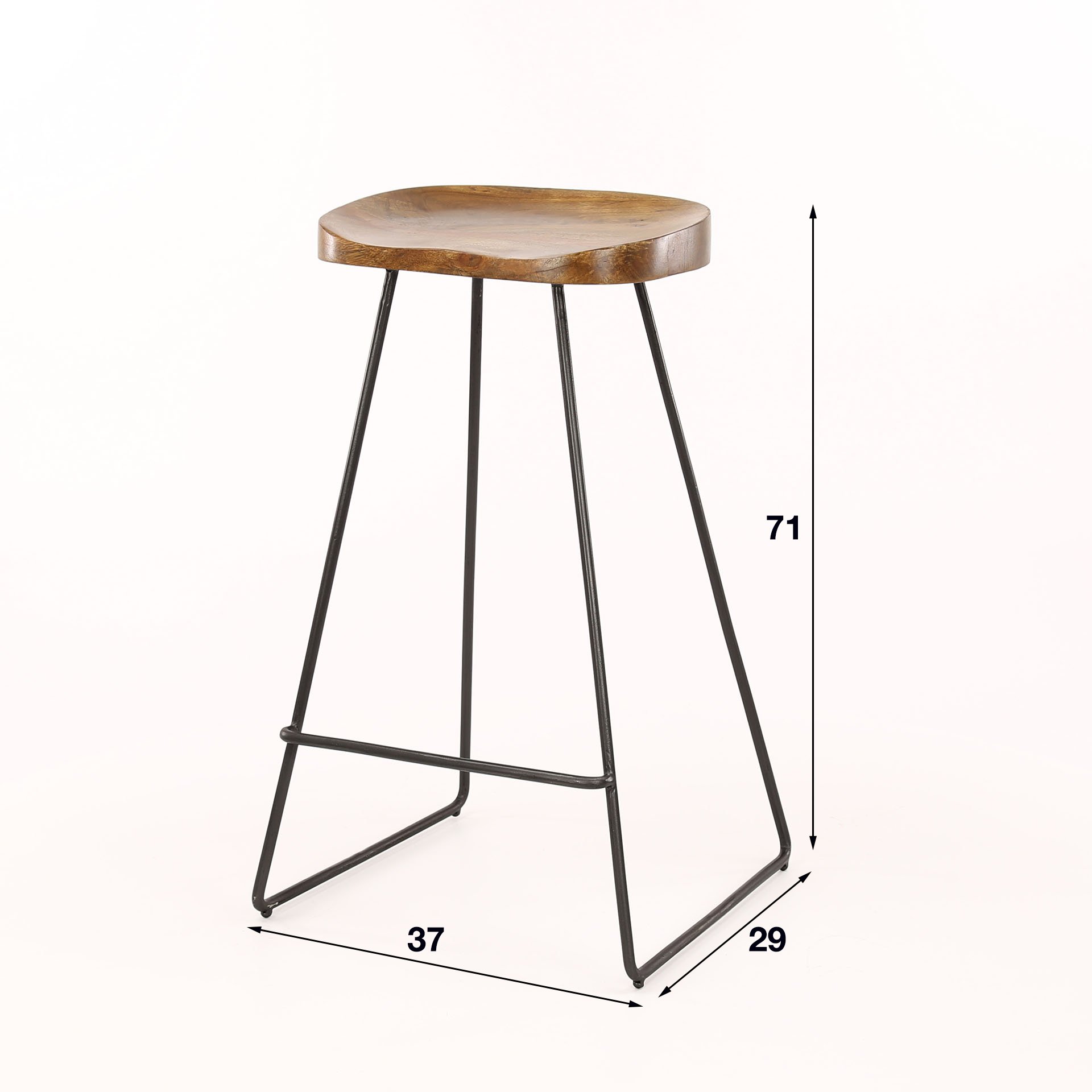 Tabouret de bar wooden seat. PU: 4 / Acacia naturel massif – Image 3