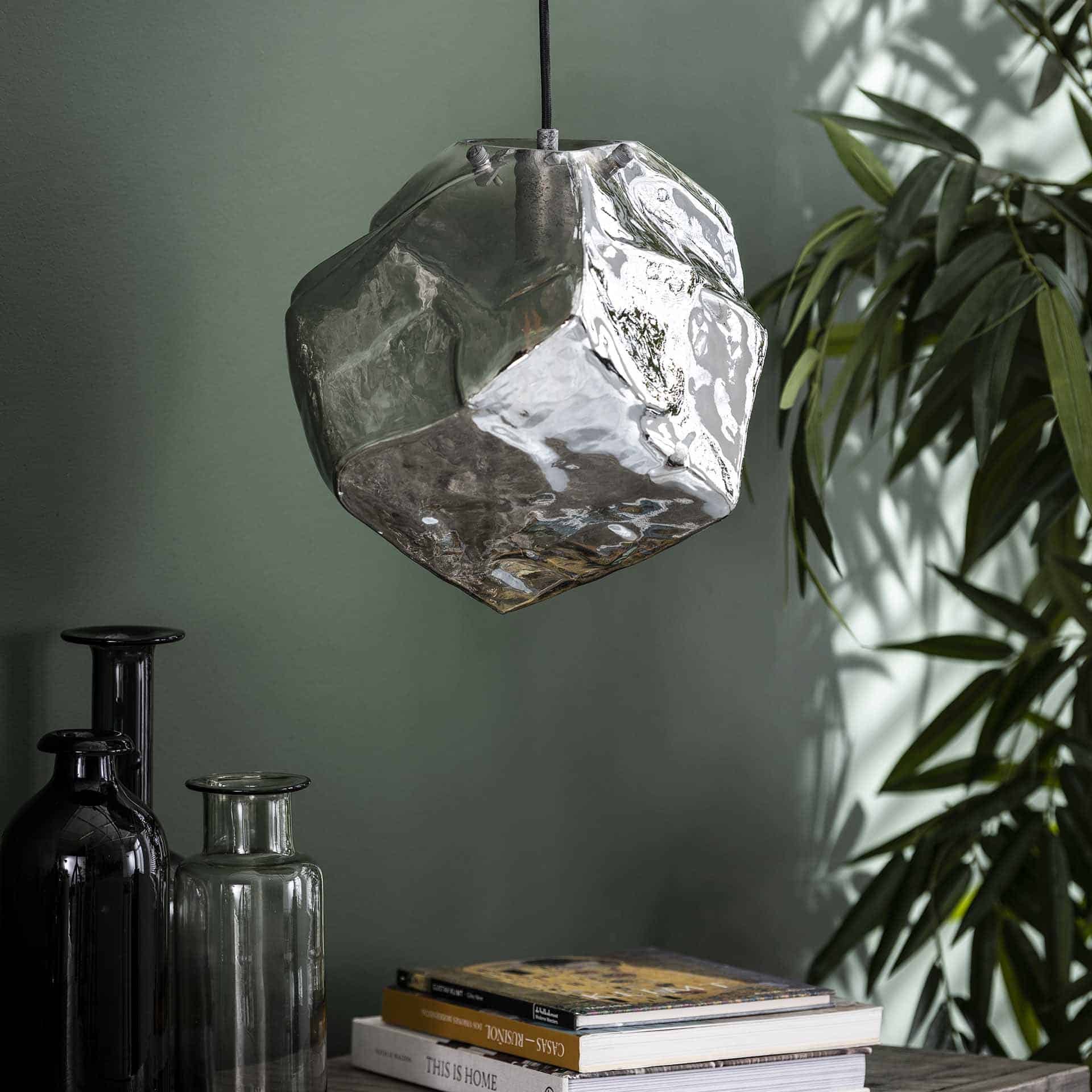 Lampe suspendue 1L rock chromed / Verre chromé – Image 2
