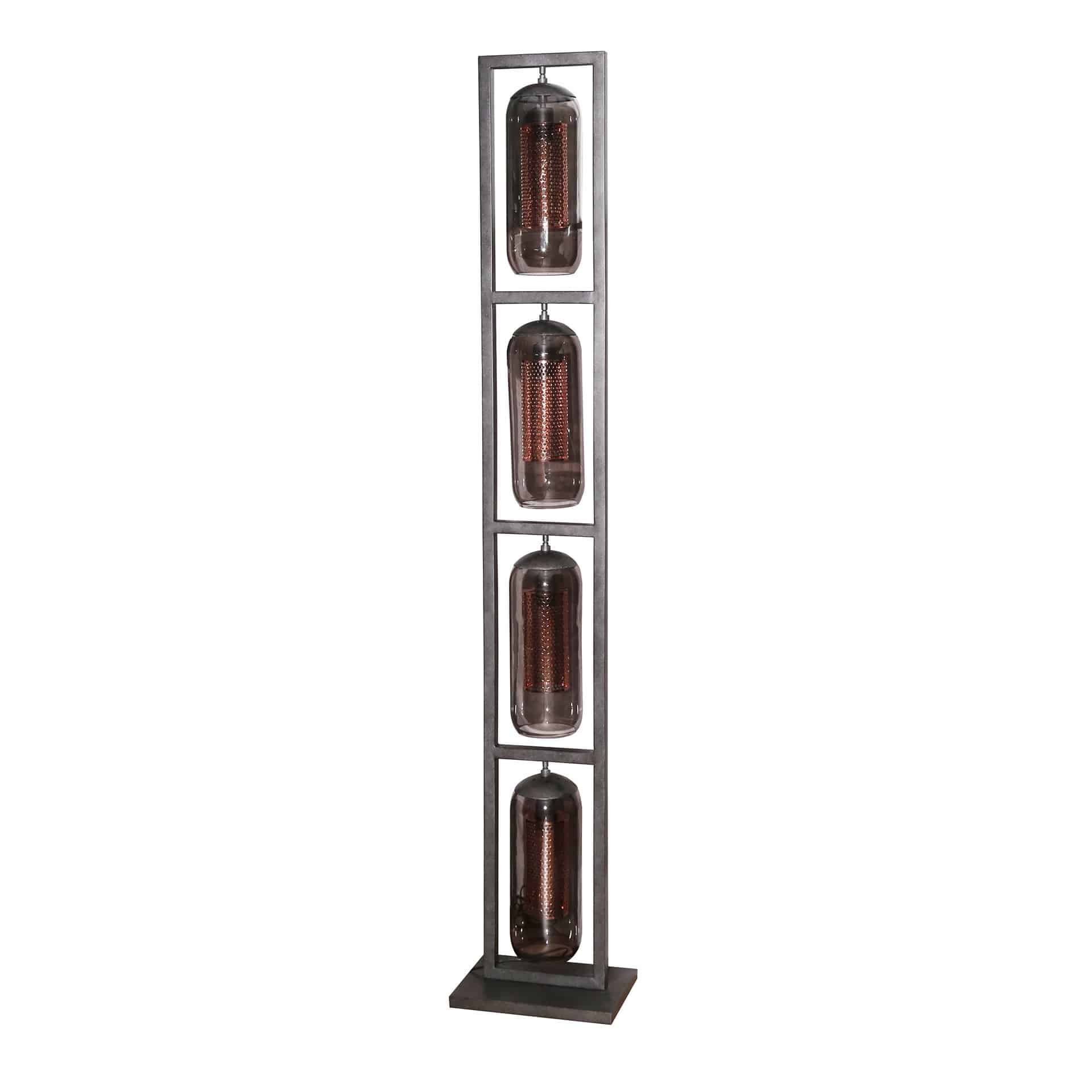 Lampadaire 4L tower smoke glas-geperforeerd staal / Arctic Noir – Image 3
