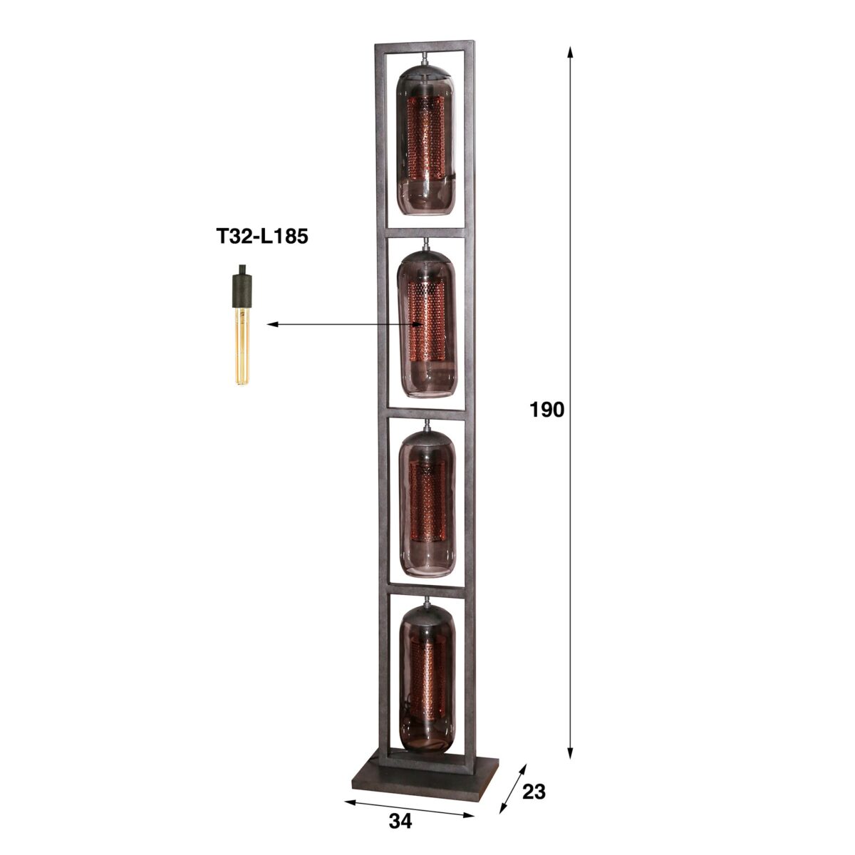 Lampadaire 4L tower smoke glas-geperforeerd staal / Arctic Noir – Image 4