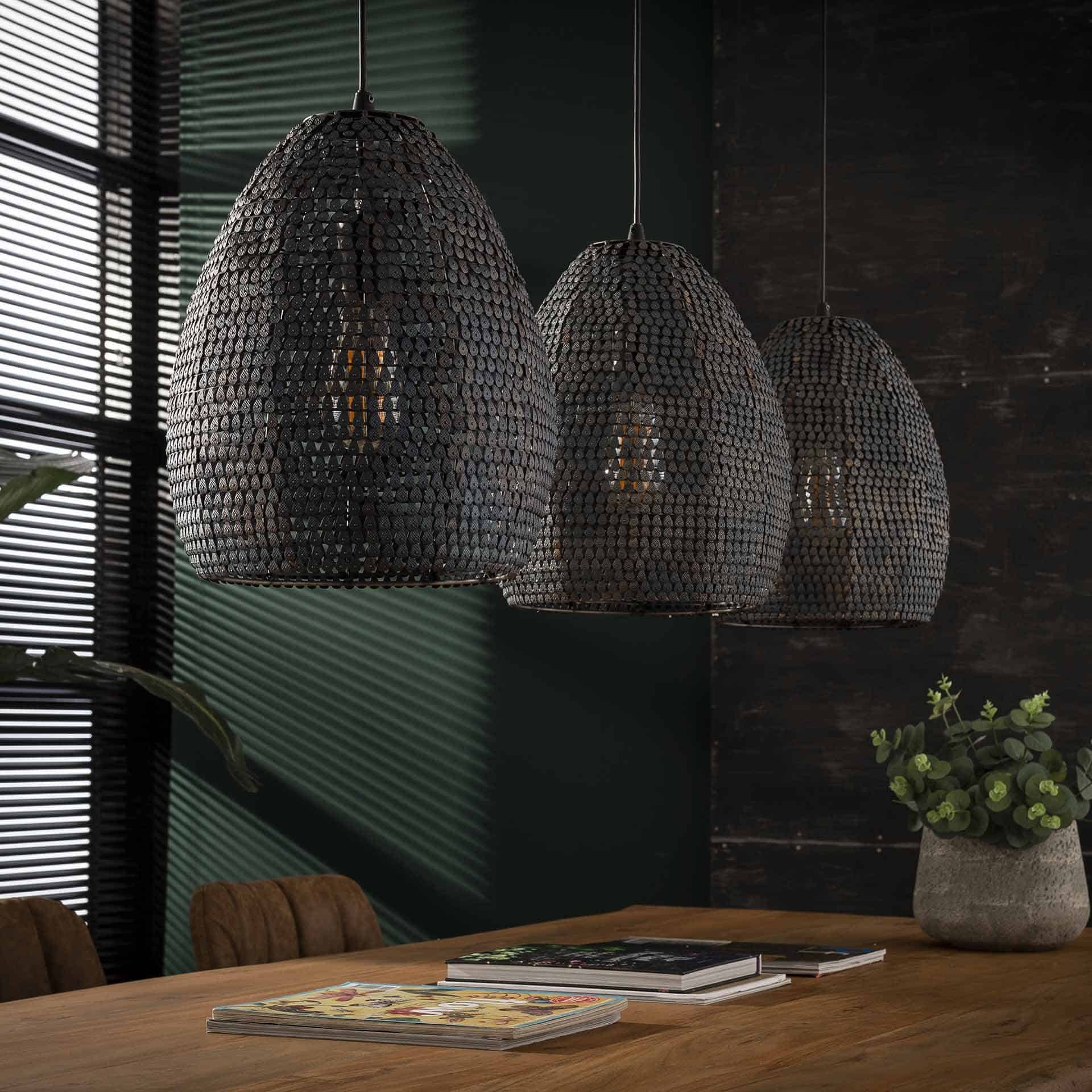 Lampe suspendue 3x Ø26 armor ovaal / Black Brun – Image 2