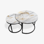 Table basse noire - White & Gold Marble – Image 2