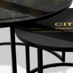 Table basse noire - Personnalisée Golden City Map – Image 3